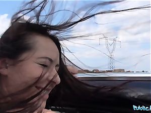PublicAgent super-fucking-hot ebony haired Russian banged on a car