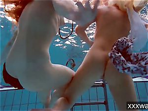 super-hot Russian damsels swimming in the pool